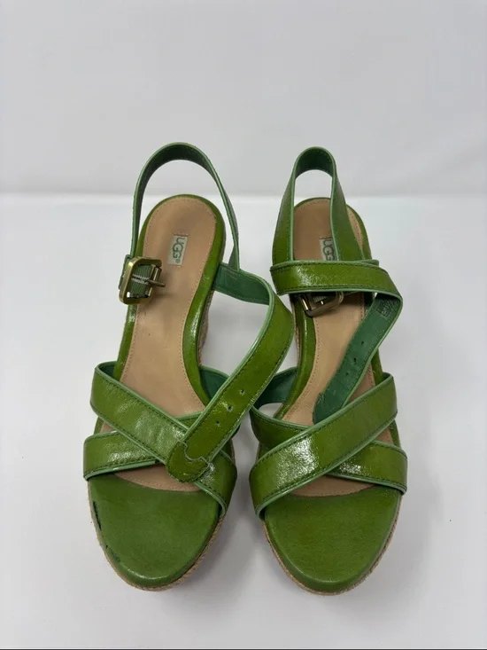 Ugg Green Wedge Sandals with Braided Platform 8 - Picture 2 of 7